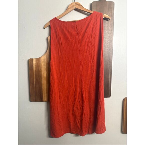 Reformation Orange Ribbed Knit Sleeveless Stretch Mini Tank Dress Size Small - Picture 2 of 4